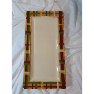 Clay Art  Plaid Sunflower platter